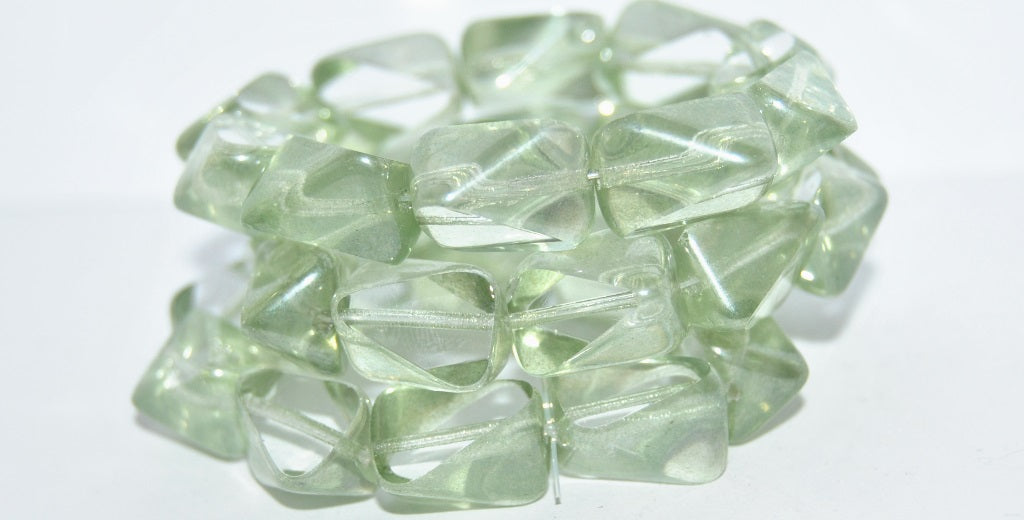 Table Cut Meteorite Beads, Crystal Luster Green Full Coated (30 14457), Glass, Czech Republic