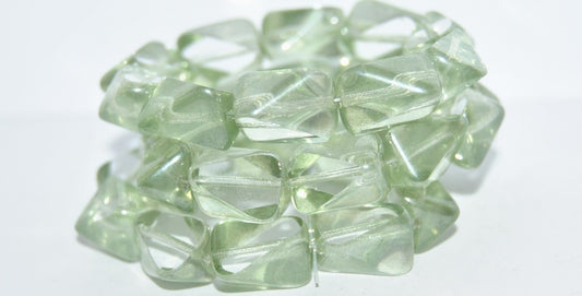 Table Cut Meteorite Beads, Crystal Luster Green Full Coated (30 14457), Glass, Czech Republic
