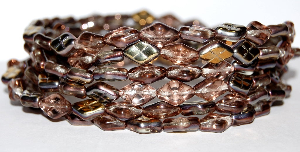 Rhombus Pressed Glass Beads, Transparent Yellow 27101 (80120 27101), Glass, Czech Republic