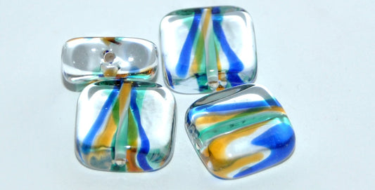 Czech Glass Hand Made Square Lampwork Beads, (I), Glass, Czech Republic