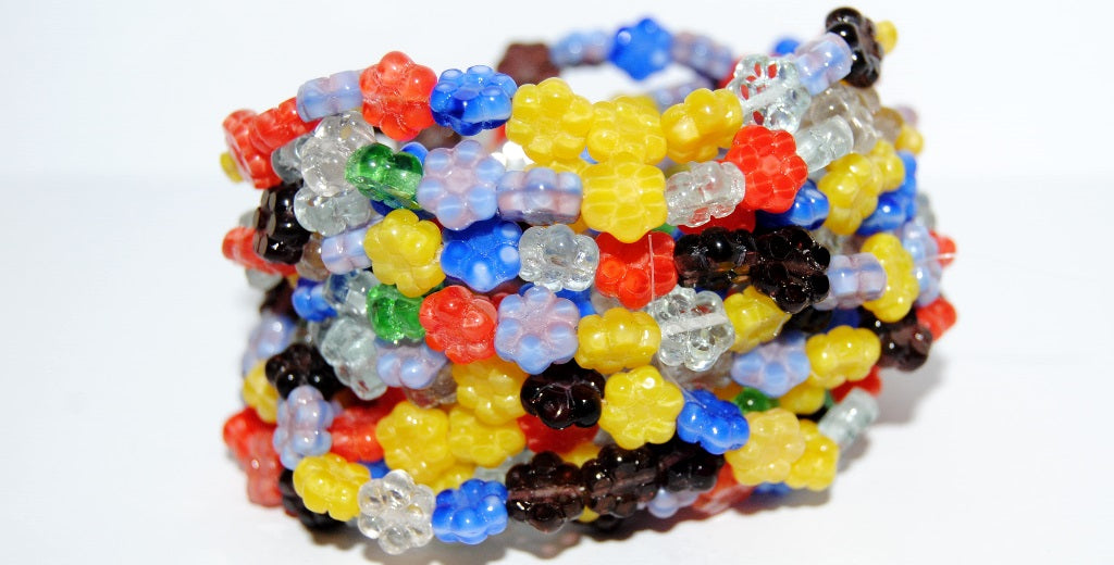 Table Cut Flower Beads, 8 Mixed Colors Color (8 Mix Color), Glass, Czech Republic