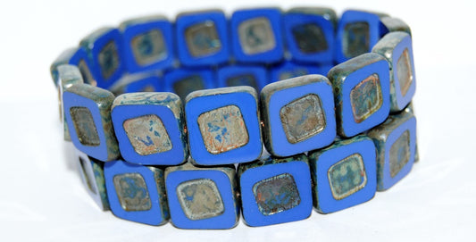 Table Cut Square Beads With Turned Square, (33060B 43400), Glass, Czech Republic