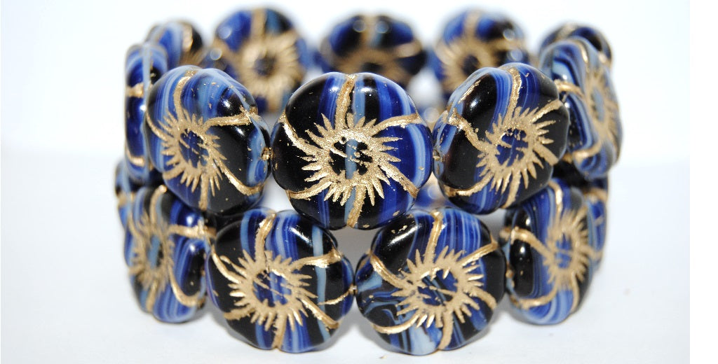 6-Petal Flower Pressed Glass Beads, (35015 54202), Glass, Czech Republic