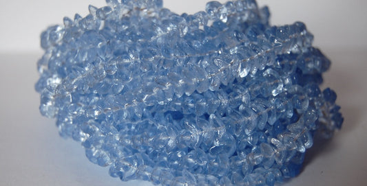 Arc Angel Wings Pressed Glass Beads, Transparent Blue (30010), Glass, Czech Republic