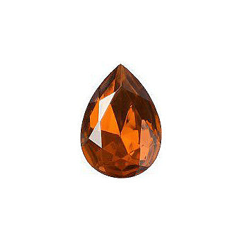 Pear Faceted Pointed Back (Doublets) Crystal Glass Stone, Orange 6 Transparent With Hematite (900300-He), Czech Republic