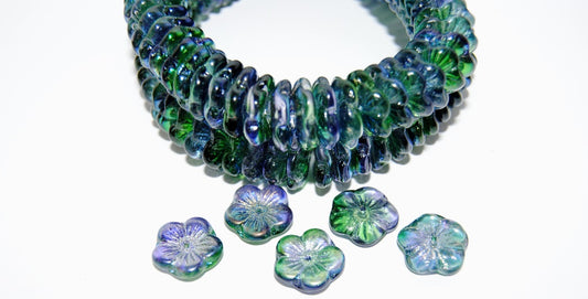 5 Petal Flower Pressed Glass Beads, 48106 (48106), Glass, Czech Republic