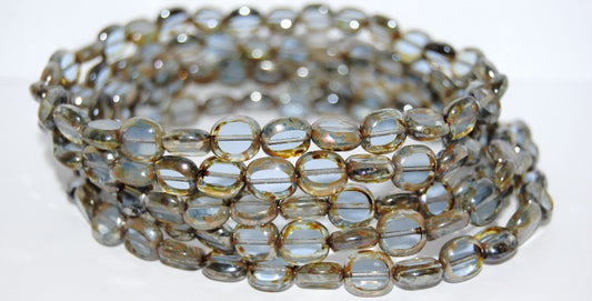 Table Cut Round Candy Beads, Transparent Blue 43400 (30010 43400), Glass, Czech Republic