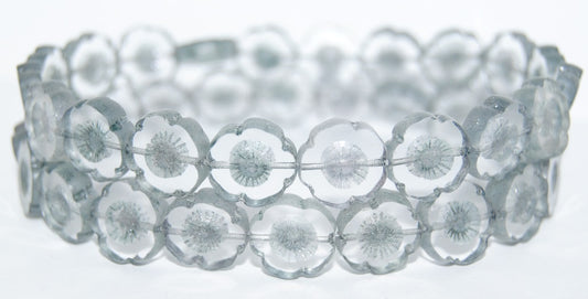 Table Cut Round Beads Hawaii Flowers, Crystal 14458M (30 14458M), Glass, Czech Republic