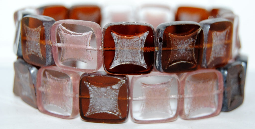 Table Cut Square Beads With Square, Color Silver Lined Crystal 1440114495 (Color 1 1440114495), Glass, Czech Republic