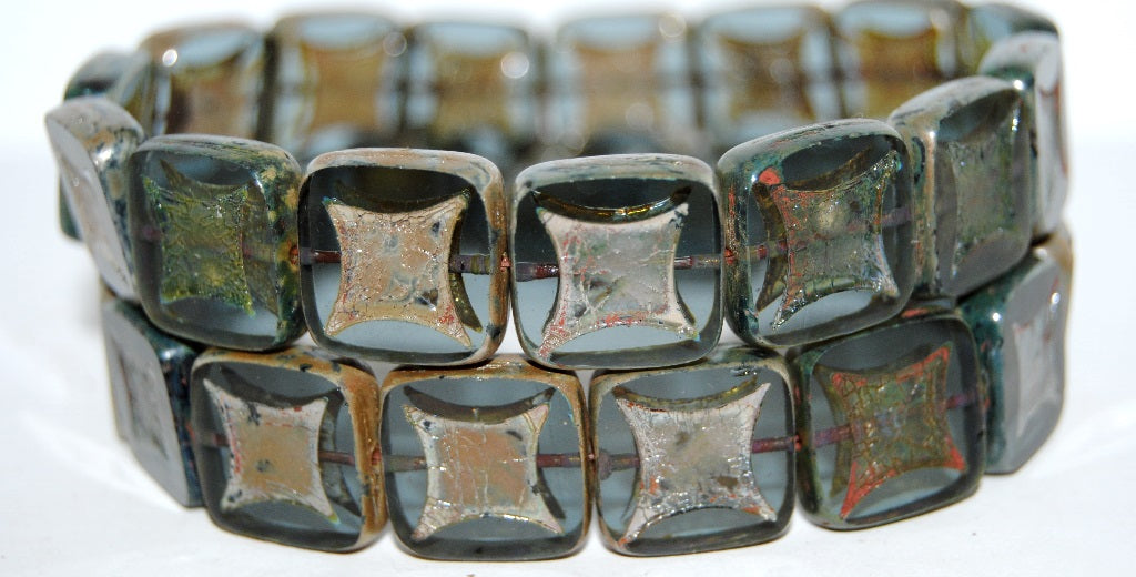 Table Cut Square Beads With Square, (30310 4386), Glass, Czech Republic