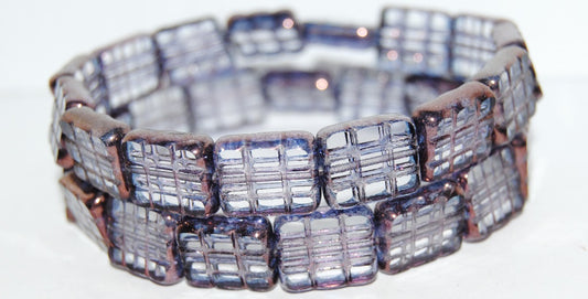 Table Cut Rectangle Beads With Grating, Crystal Bronze (30 14415), Glass, Czech Republic