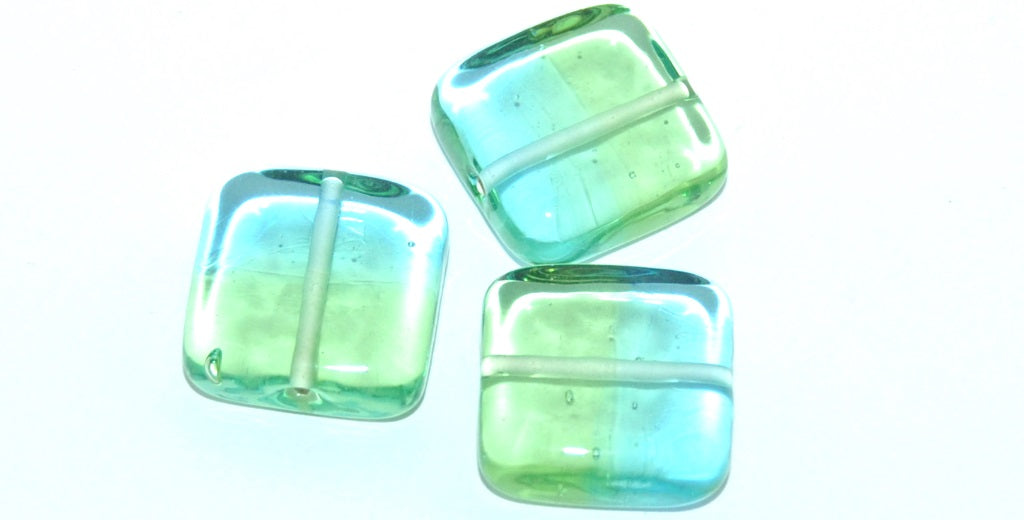 Czech Glass Hand Made Square Lampwork Beads, (I), Glass, Czech Republic