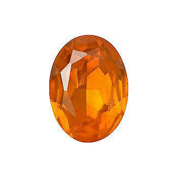 Oval Faceted Pointed Back (Doublets) Crystal Glass Stone, Orange 2 Transparent With Gold Foil (90000-Gf), Czech Republic