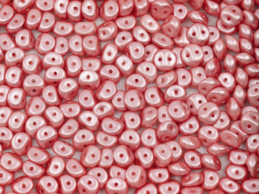 Es-o 2-hole round beads (like SuperDuo) Pastel Light Coral (25007), Glass, Czech Republic