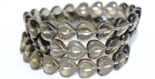 Heart Pressed Glass Beads, (40030 54201), Glass, Czech Republic