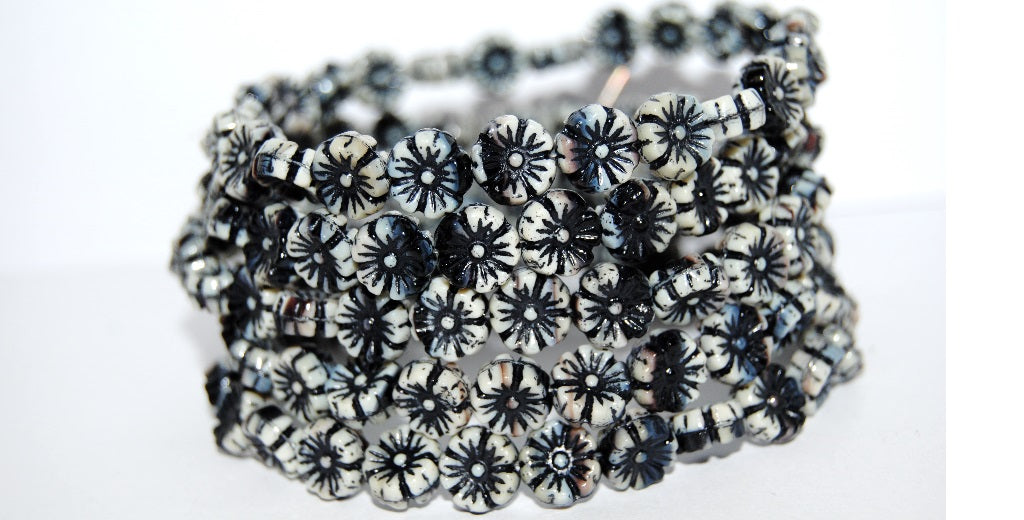 Hawaii Flower Pressed Glass Beads, (1405023980 46769), Glass, Czech Republic