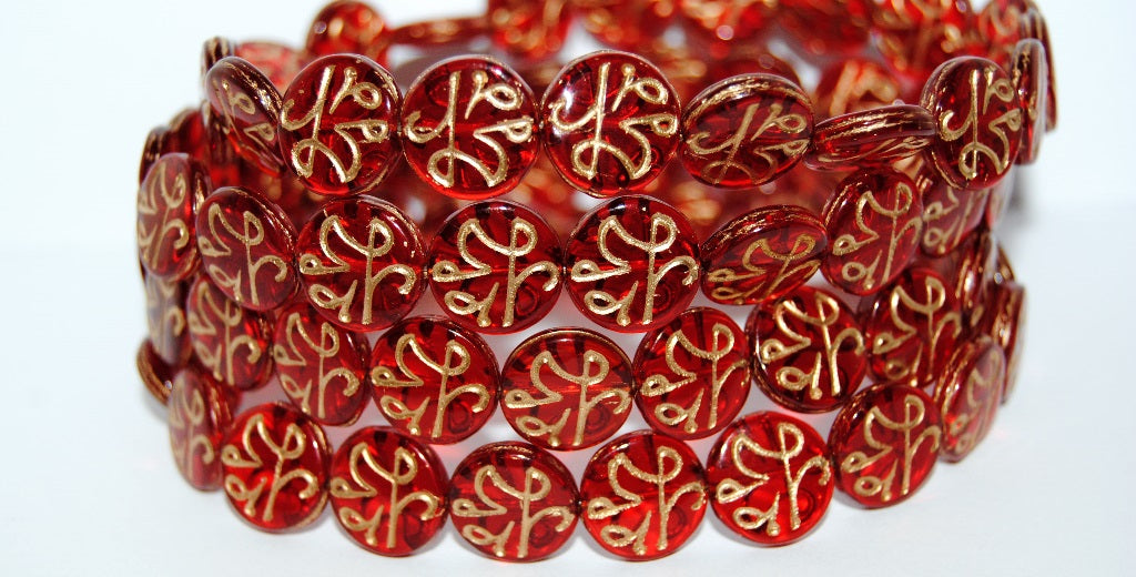 Shaped Pressed Glass Beads, Ruby Red 54202 (90080 54202), Glass, Czech Republic