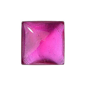 Square Cabochons Flat Back Crystal Glass Stone, Pink 19 With Silver (703590-K), Czech Republic