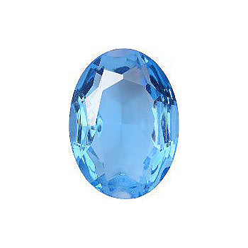 Oval Faceted Pointed Back (Doublets) Crystal Glass Stone, Aqua Blue 1 Transparent (30000), Czech Republic