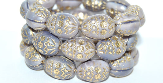 Oval Egg With Decor Pressed Glass Beads, (21350 54202), Glass, Czech Republic