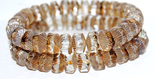 Faceted Cathedral Fire Polished Glass Beads, Gray 43400 (40010 43400), Glass, Czech Republic