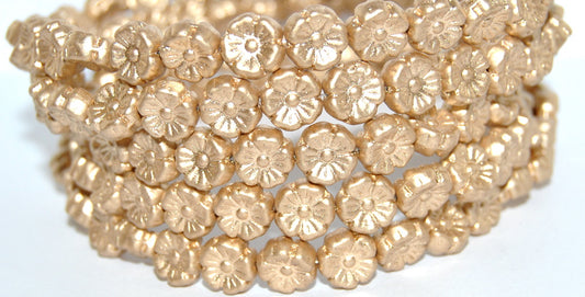 Hawaii Flower Pressed Glass Beads, Gold Colored (1710), Glass, Czech Republic