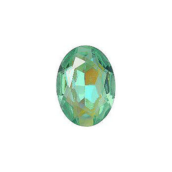 Oval Faceted Pointed Back (Doublets) Crystal Glass Stone, Light Green 3 Transparent With Ab (50570-Abb), Czech Republic