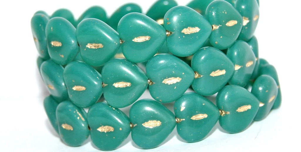 Heart Pressed Glass Beads, (52040 54202), Glass, Czech Republic