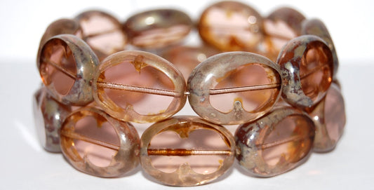 Table Cut Oval Beads, Mixed Colors Rosaline 43400 (Mix Rosaline 43400), Glass, Czech Republic