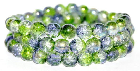 Round Pressed Glass Beads Druck, (48106 Crack), Glass, Czech Republic