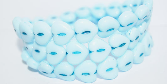 Heart Pressed Glass Beads, Blue 46460 (63000 46460), Glass, Czech Republic