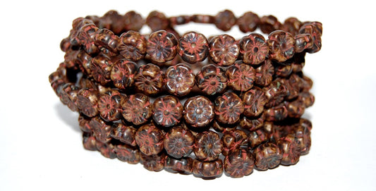 Hawaii Flower Pressed Glass Beads, 14010 Travertin (14010 86800), Glass, Czech Republic