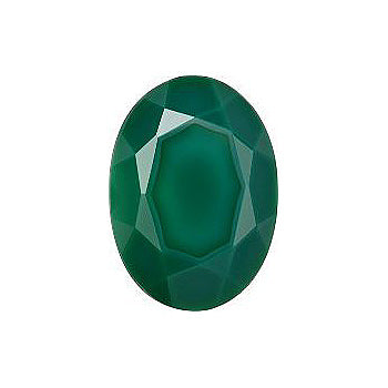 Oval Faceted Pointed Back (Doublets) Crystal Glass Stone, Green 1 Opaque (53242), Czech Republic