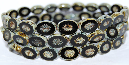 Table Cut Oval Beads Kiwi, Black 66800 (23980 66800), Glass, Czech Republic