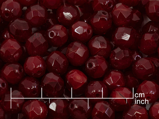OUTLET 250g Fire Polished Round Faceted Beads, 8 mm, Opal Red (151-19001-08x08-91260)