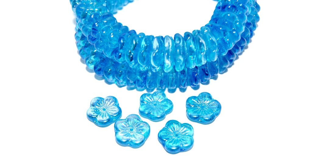 5 Petal Flower Pressed Glass Beads, 48112 (48112), Glass, Czech Republic