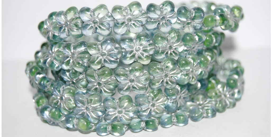 Flower Pressed Glass Beads, (87301 54201), Glass, Czech Republic