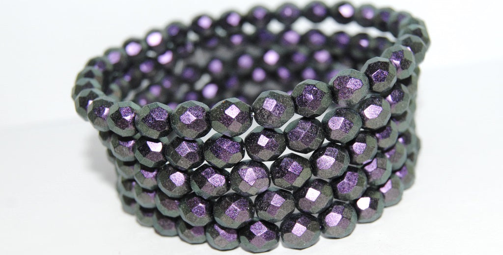 Fire Polished Round Faceted Beads, Black 94101 (23980 94101), Glass, Czech Republic