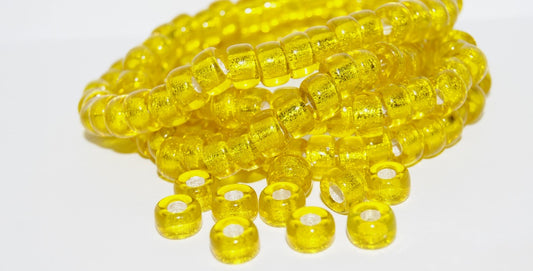 Pony Big Round Bagel Beads With Big Hole, Transparent Yellow 81800 (80020 81800), Glass, Czech Republic