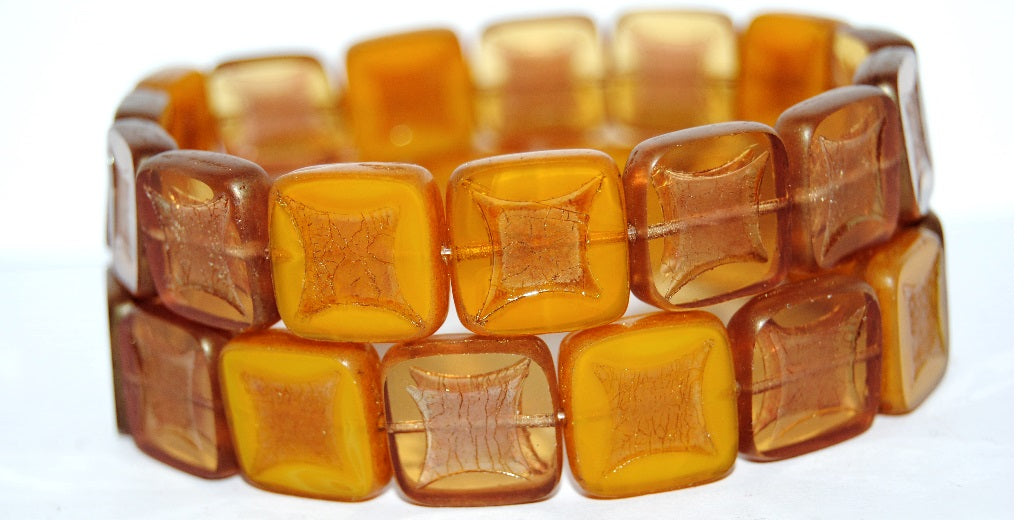 Table Cut Square Beads With Square, (Topaz 2 1440114495), Glass, Czech Republic