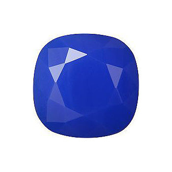 Rounded Square Faceted Flat Back Crystal Glass Stone, Blue 4 Opaque (32015-A), Czech Republic