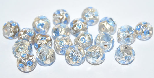 Czech Glass Hand Made Round Lampwork Beads With Silver Plates, (10 C), Glass, Czech Republic