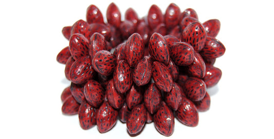 Strawberry Friut Pressed Glass Beads, Opal Red 46769 (91250 46769), Glass, Czech Republic