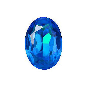 Oval Faceted Pointed Back (Doublets) Crystal Glass Stone, Blue 2 Transparent With Ab (60050-Abb), Czech Republic