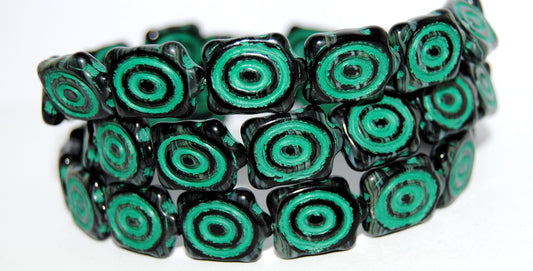 Spiral Turtle Pressed Glass Beads, (55015 46450), Glass, Czech Republic