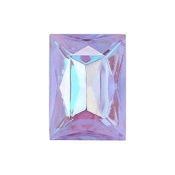 Rectangle Faceted Pointed Back (Doublets) Crystal Glass Stone, Violet 2 Transparent With Ab (20210-Abb), Czech Republic