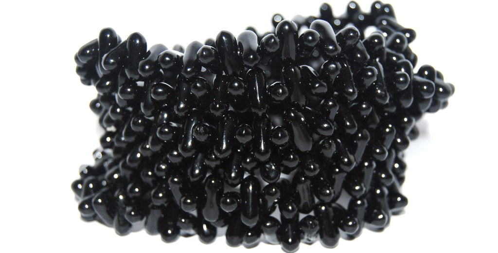 Shaped Pressed Glass Beads, Black (23980), Glass, Czech Republic