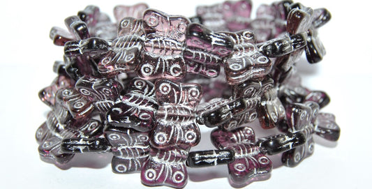 Butterfly Pressed Glass Beads, Transparent Amethyst 54201 (20080 54201), Glass, Czech Republic