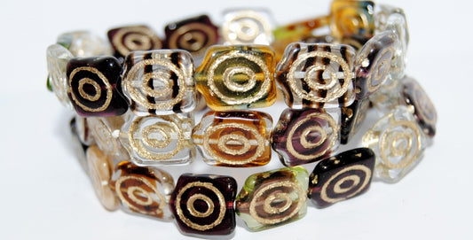 Spiral Turtle Pressed Glass Beads, Mixed Colors Color 54202 (Mix Color 54202), Glass, Czech Republic
