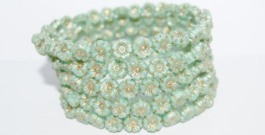 Hawaii Flower Pressed Glass Beads, (54200 54202), Glass, Czech Republic